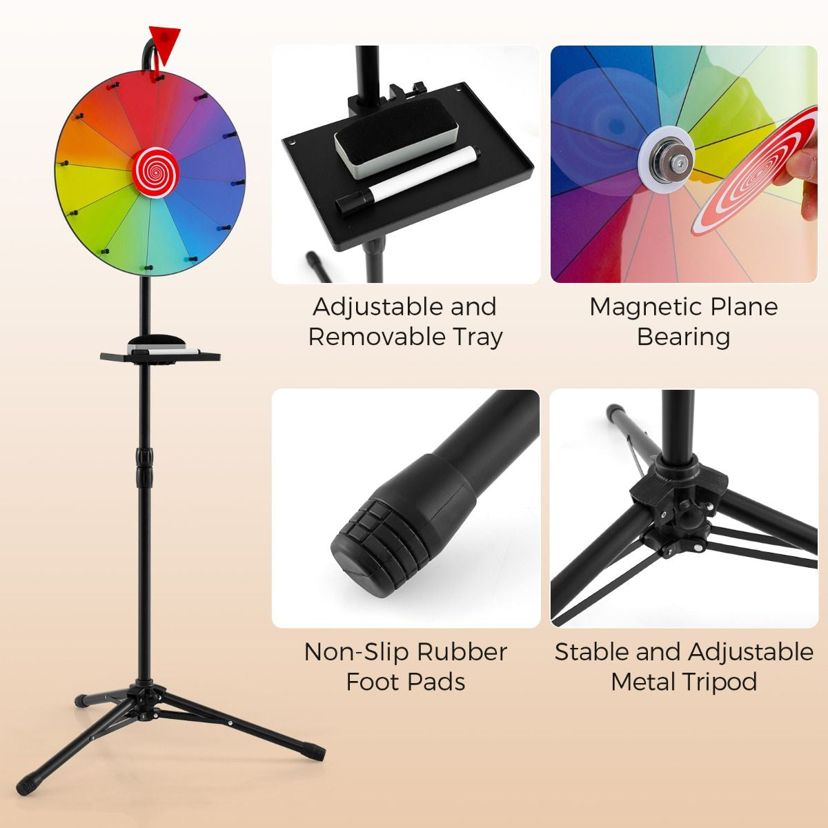 40 Cm Prize Wheel with Folding Tripod Floor Stand