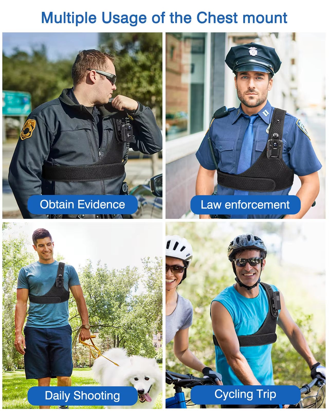 Body Camera Chest Vest Durable Shoulder Single Vest for All Body Camcorder Velcro Wearing Bodycam Belt Cam Shoulder Strap