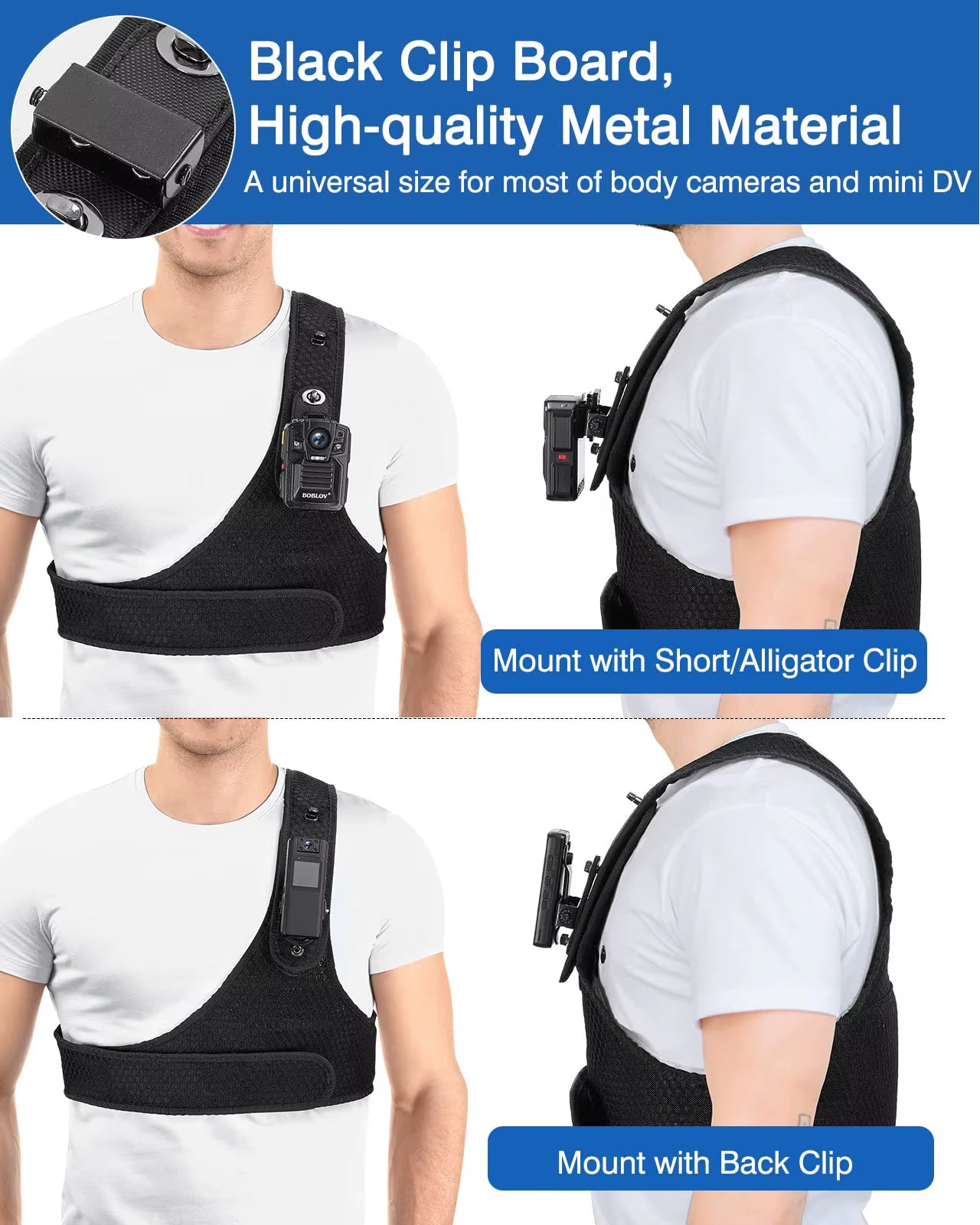 Body Camera Chest Vest Durable Shoulder Single Vest for All Body Camcorder Velcro Wearing Bodycam Belt Cam Shoulder Strap