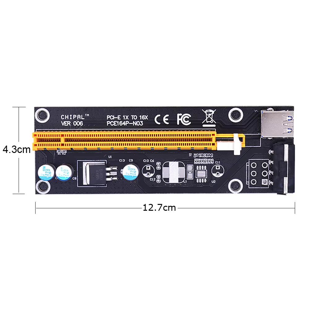 VER006S PCI-E Riser Card 006S PCIE PCI Express 1X to 16X Extender Adapter USB 3.0 Cable SATA to 4Pin Power for GPU