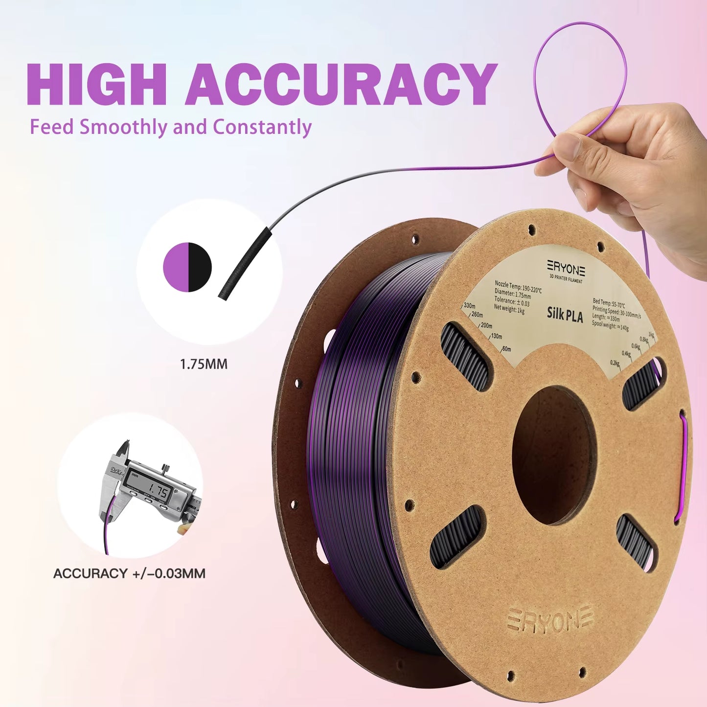 Dual Color Series Silk PLA and Matte PLA 1KG 1.75Mm Diameter High Quality Filament for FDM 3D Printing New Arrival