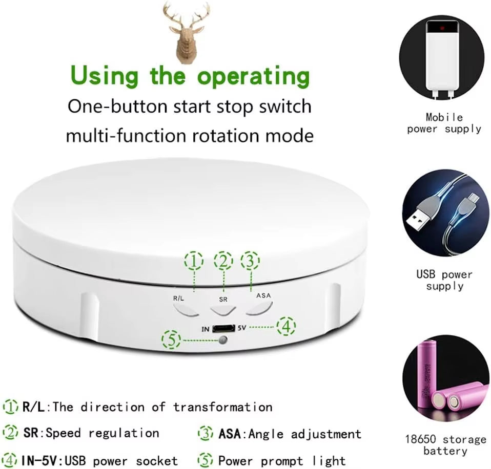 Photography Turntable Electric Rotating Display Stand 360 Degree with Remote Control Motorized Turntable for Photos or Videos