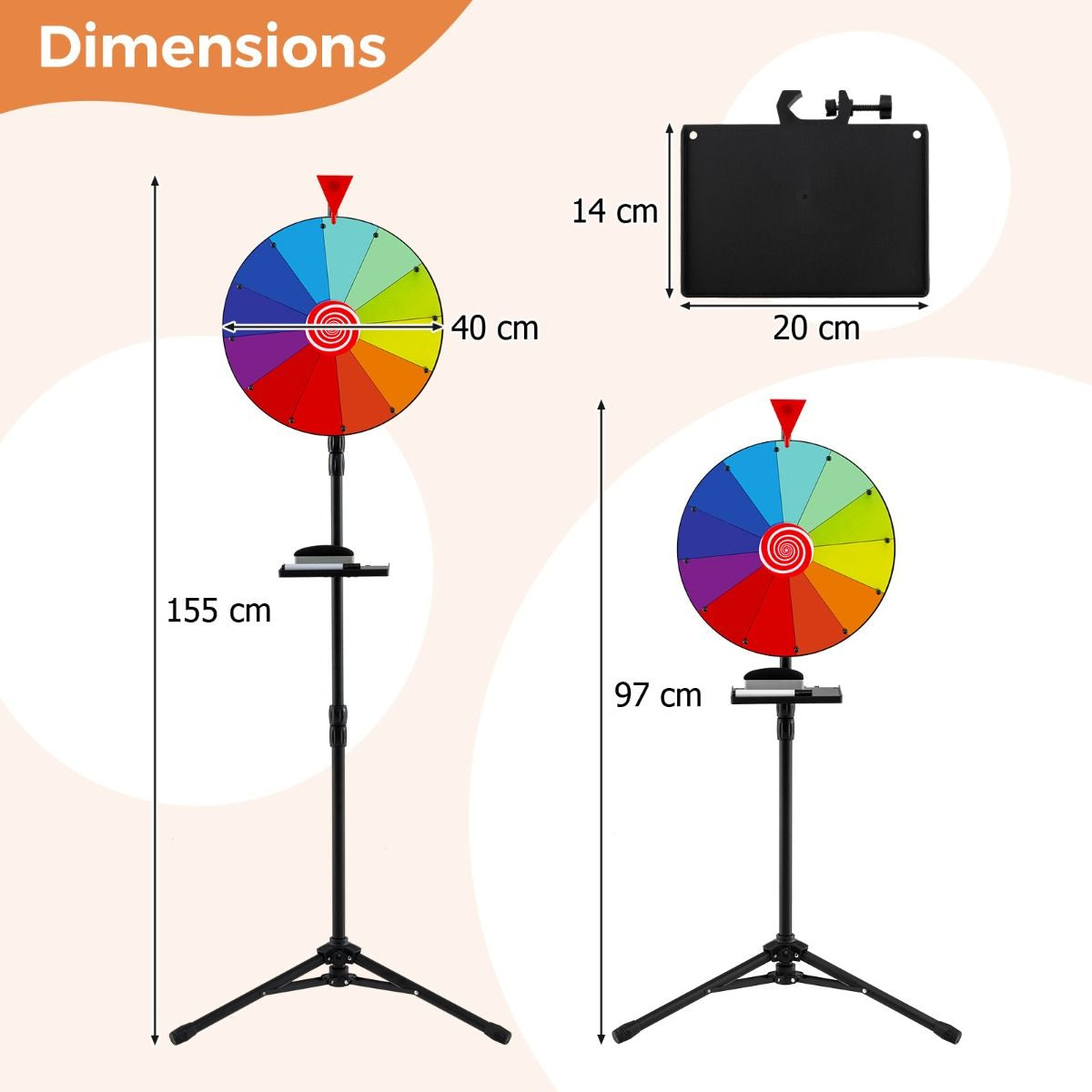 40 Cm Prize Wheel with Folding Tripod Floor Stand