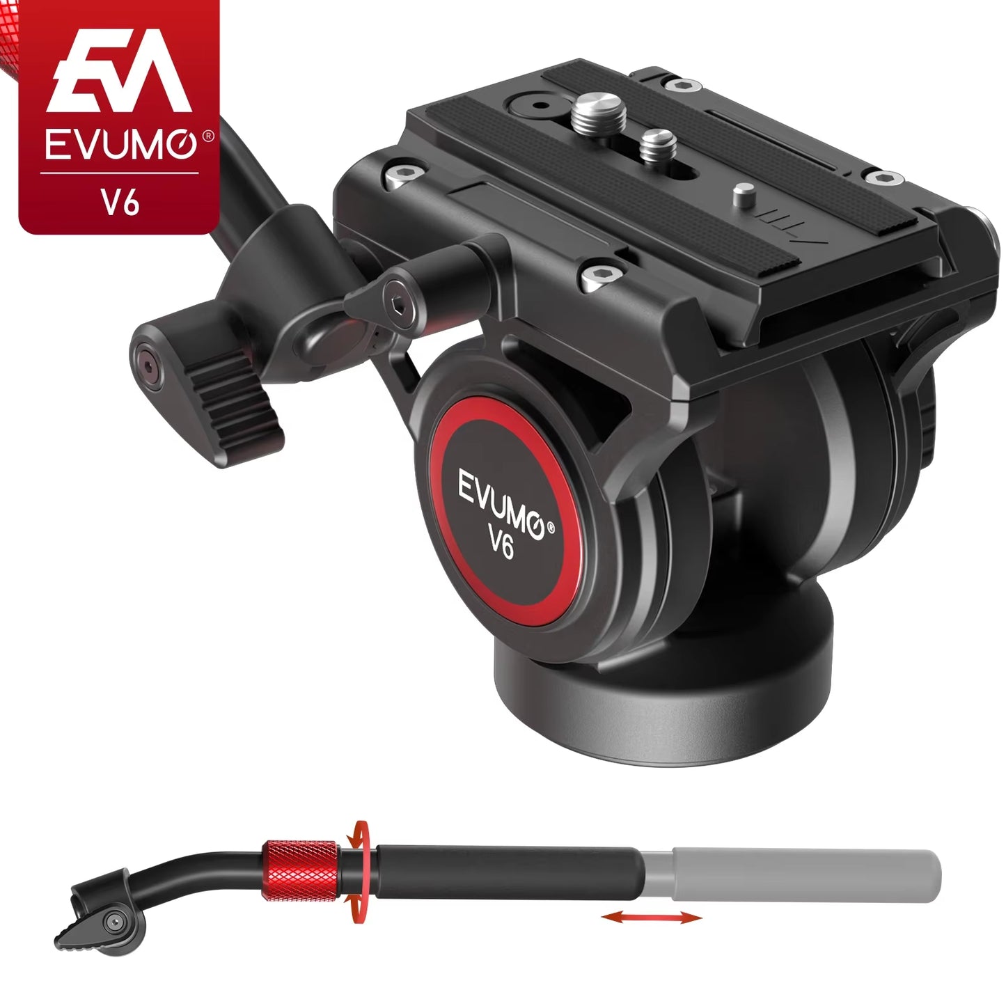 V6 Tripod Head Hydraulic Pan Tilt Video Head Fluid Panoramic Shooting for Camera Tripod Monopod Slider Q.R Plate Load 8Kg