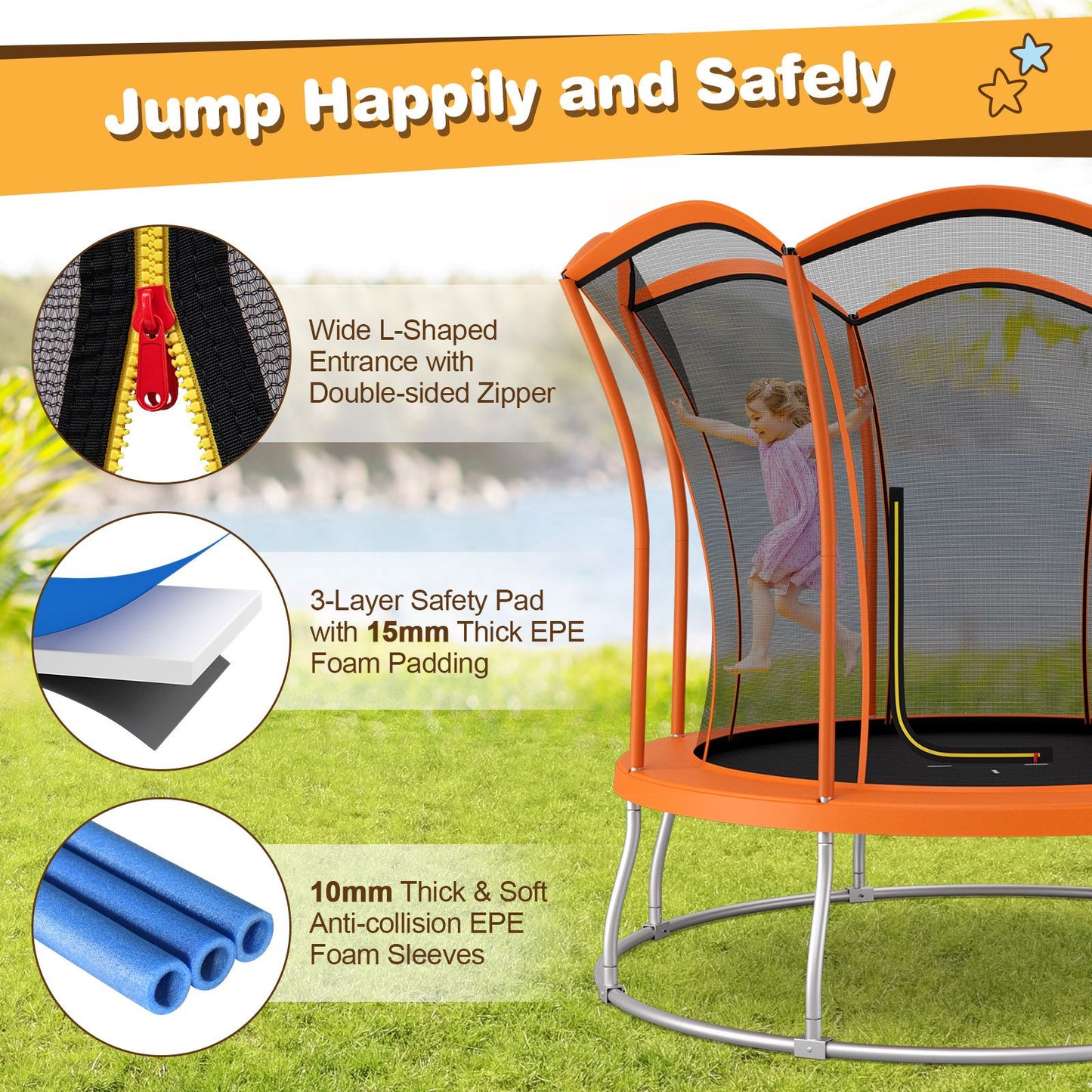 10 Feet Unique Flower Shape Trampoline with Galvanized Steel Frame