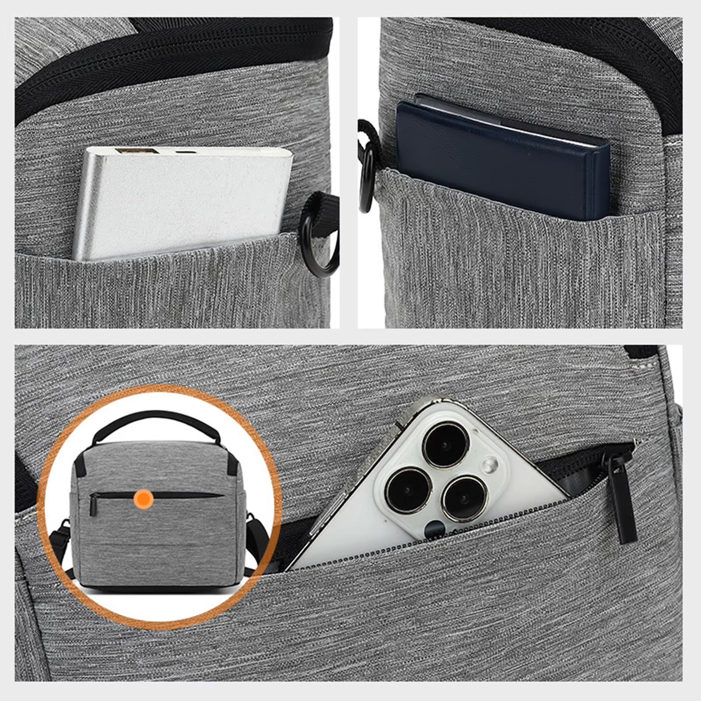 Cuboid-Shaped DSLR Camera Shoulder Bag Portable Fashion Polyester Camera Case for 1 Camera 2 Lenses and Small Accessorie