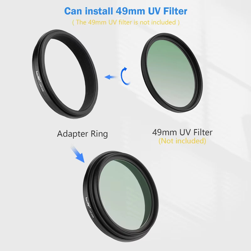 Haoge Lens Filter Adapter Ring for film X100VI X100V Camera Fit 49Mm UV CPL ND Filter Lens Cap Replace AR-X100 Black