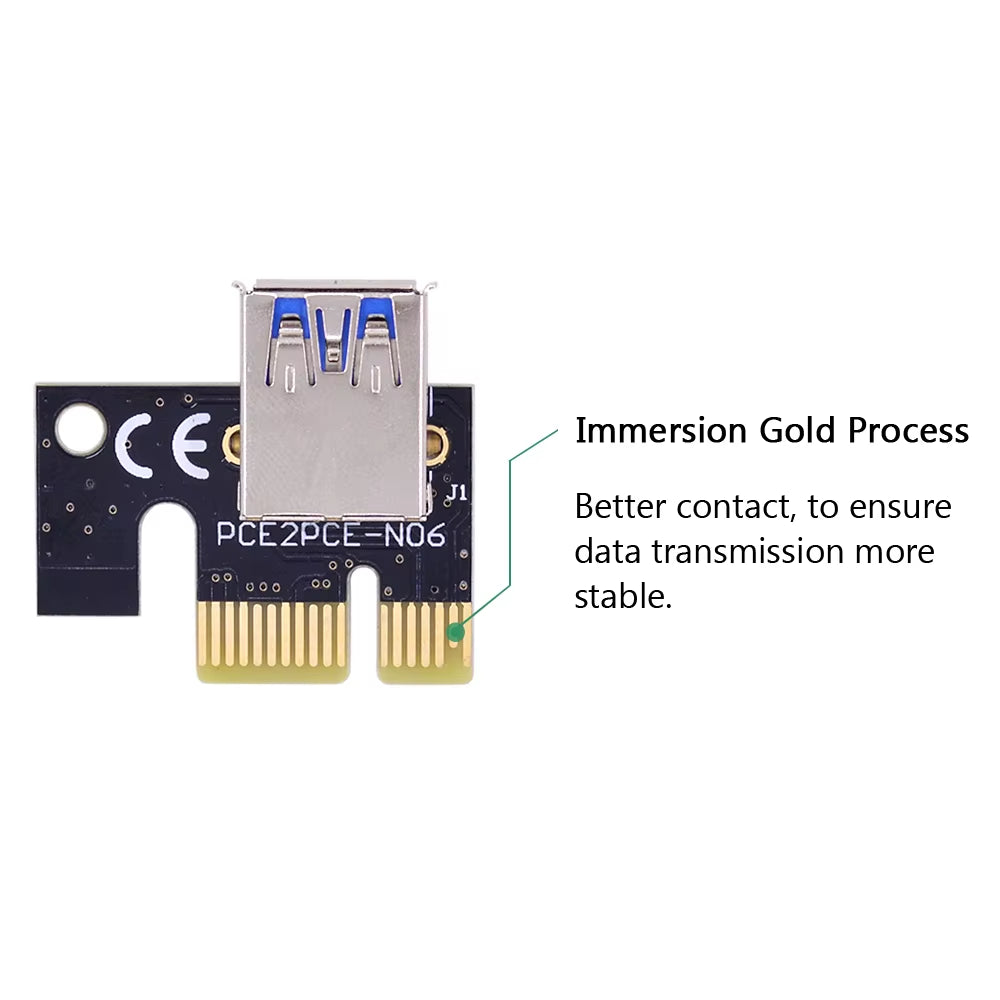 VER006S PCI-E Riser Card 006S PCIE PCI Express 1X to 16X Extender Adapter USB 3.0 Cable SATA to 4Pin Power for GPU