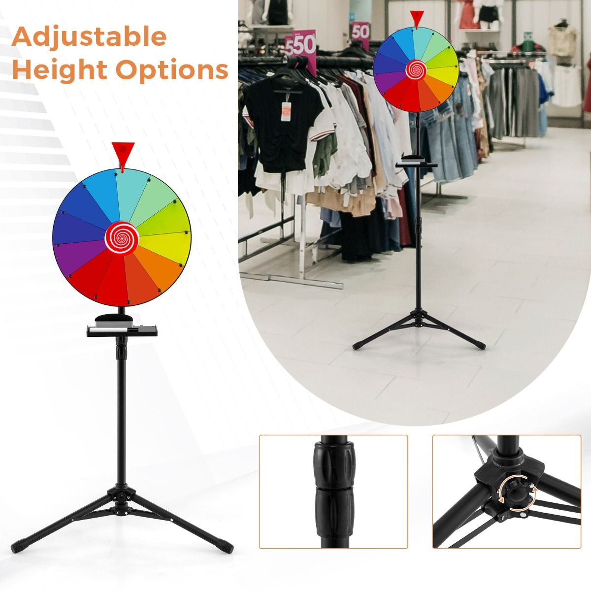 40 Cm Prize Wheel with Folding Tripod Floor Stand