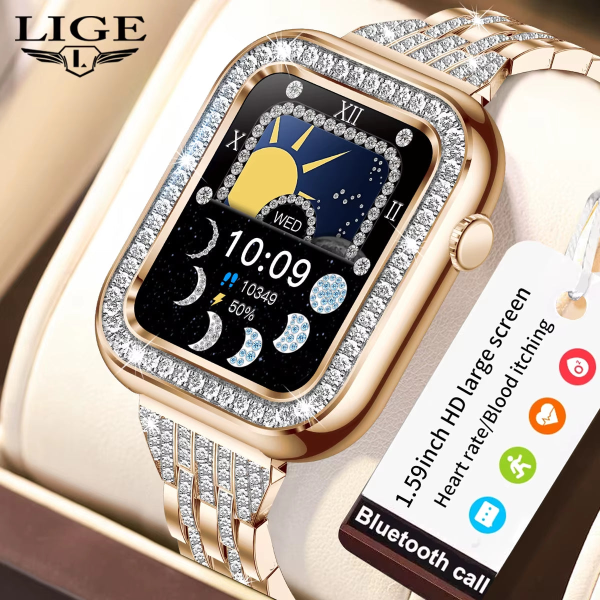 Women Smartwatch Bluetooth Call Waterproof Smart Watch Blood Pressure Oxygen Health Monitor Bracelet Ladies for Android Ios