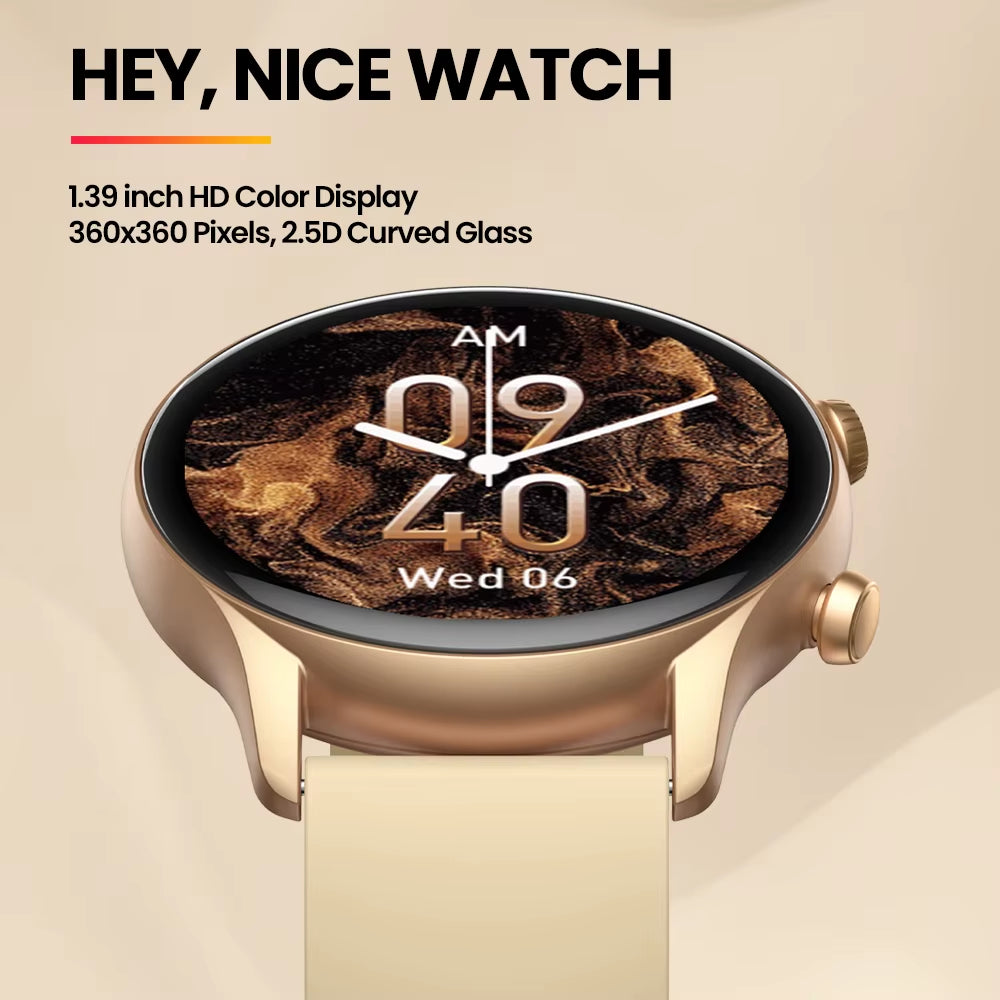 New Btalk 3 plus Voice Calling Smart Watch 1.39'' Large HD Color Display Fitness Tracking Smartwatch for Men and Ladies
