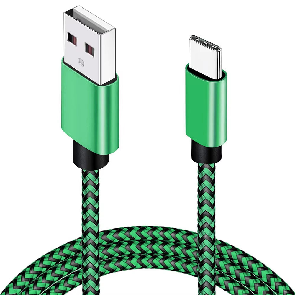 USB Type C Cable Date Sync 2.4A Fast Charging Nylon Braided Wire Charger Cable for Samsung Huawei Android Mobile Phone 1M 2M 3M