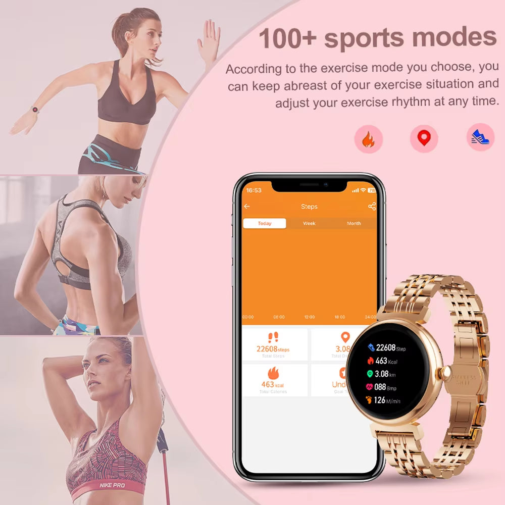 1.04 Inch AMOLED Screen Fashion Ladies Smart Watch Screen Always Display Bluetooth Call Smartwatch Metal Body Small Screen Watch