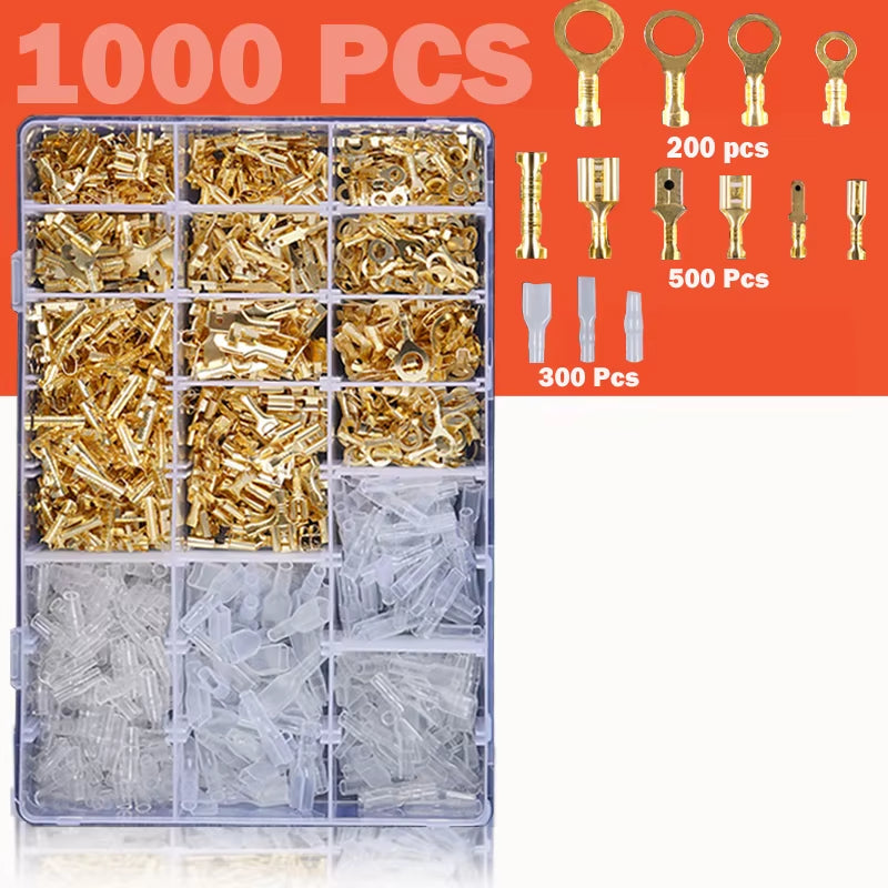 Male Female Wire Box Insulated Cable Macho Connector 2.8/6.3Mm Electrical Crimp Terminals Termin Spade Connectors Assorted Kit