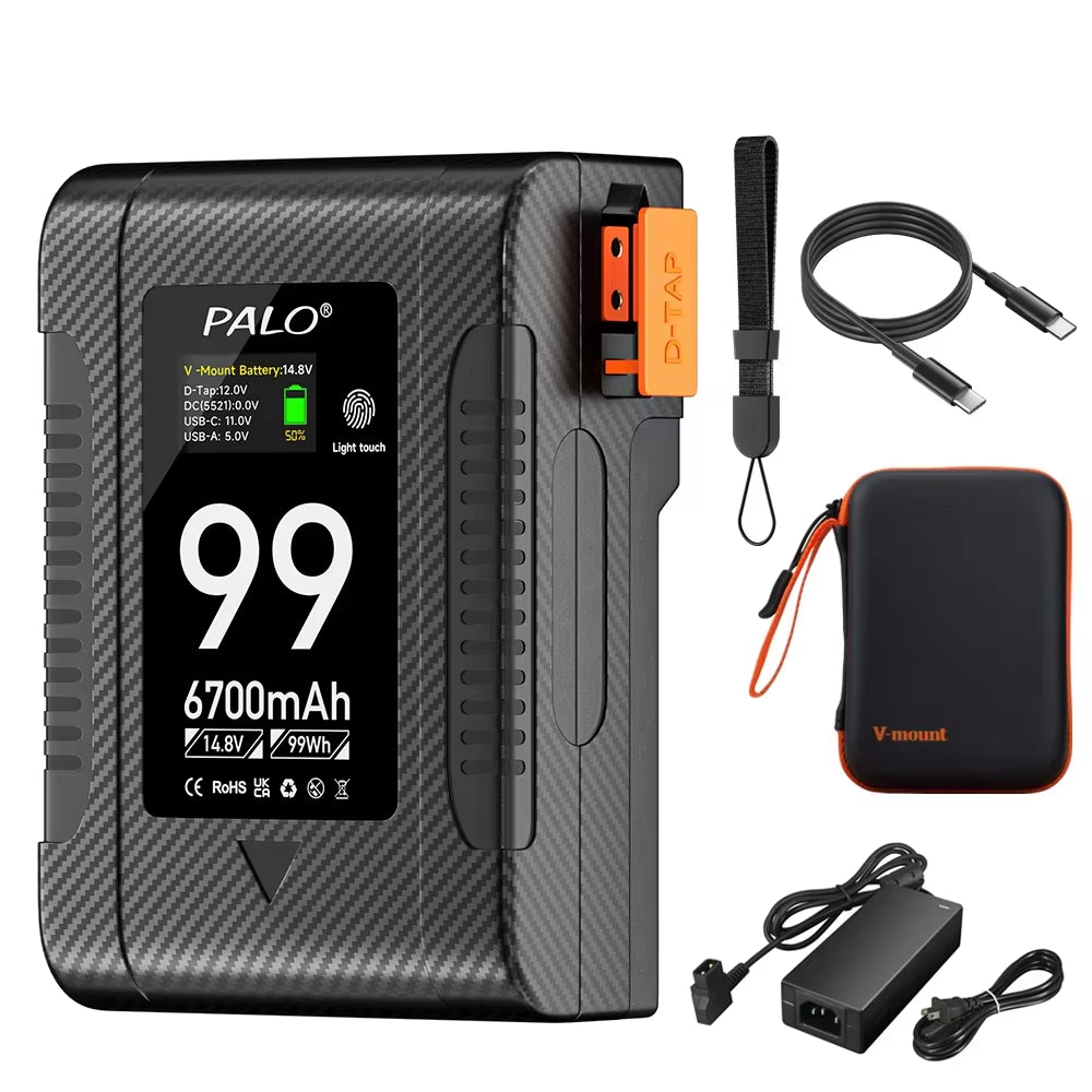 BP-99 BP-199 V Mount Battery Power Bank 14.8V V Lock V Shape Li-Ion Battery PD Fast Charging for Cameras Smartphones Laptop