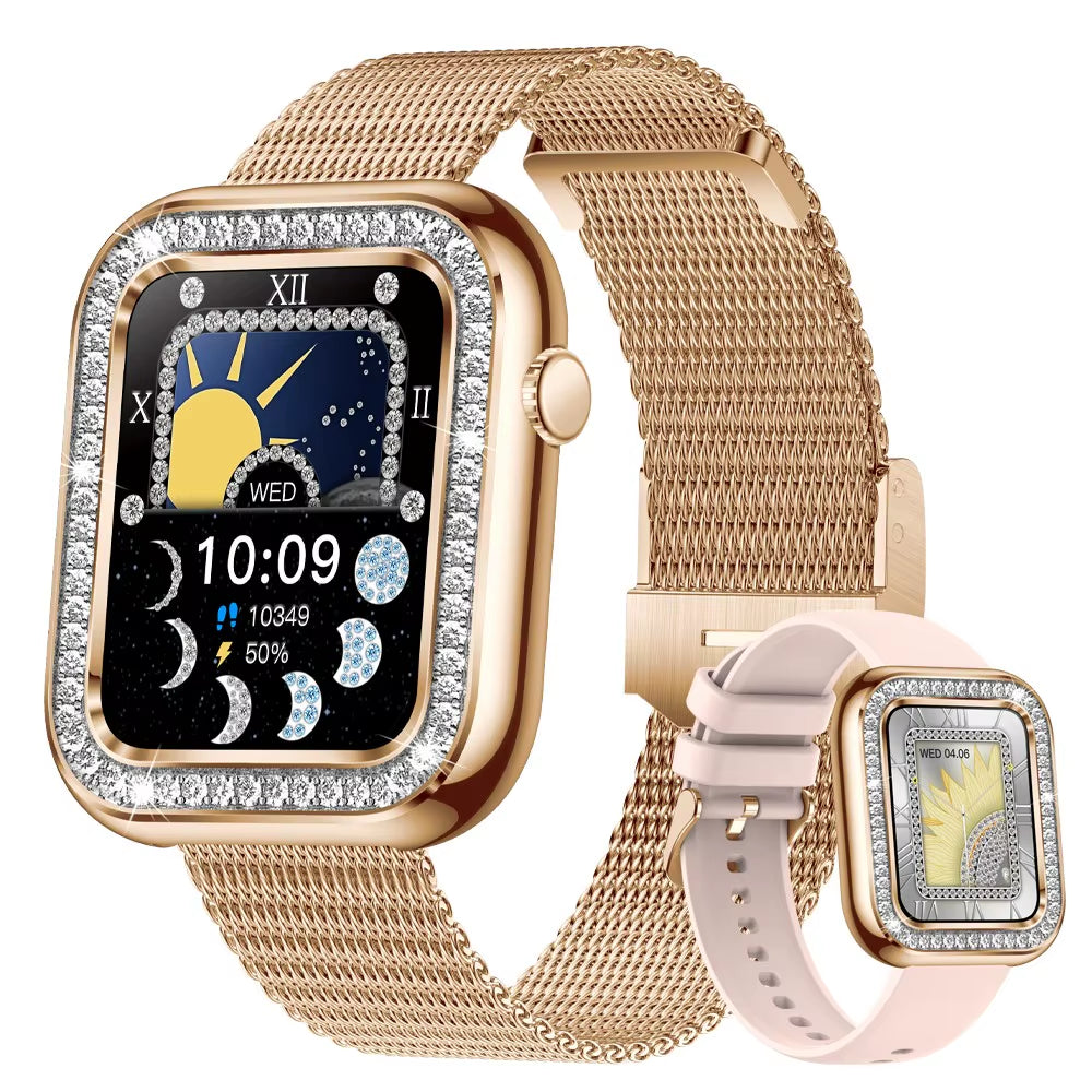 Women Smartwatch Bluetooth Call Waterproof Smart Watch Blood Pressure Oxygen Health Monitor Bracelet Ladies for Android Ios