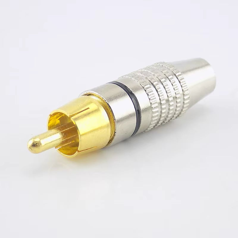 RCA Male Plug Connector Non Solder AV Audio Video Locking Cable Plug Adapter Solderness for Video CCTV Camera Security