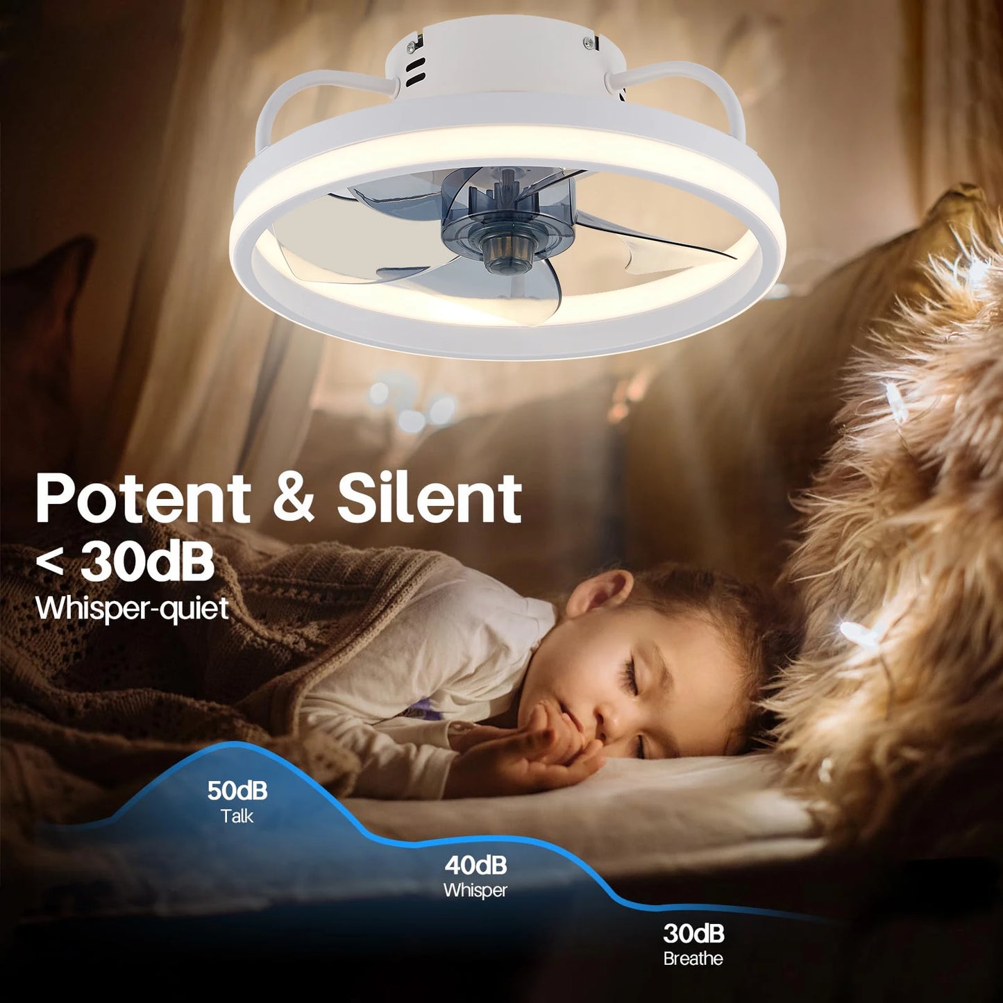 IRALAN Ceiling Fan with Light Smart Silent Electric Fans lamp Modern 6 wind speed Remote Control Bedroom Study Livingroom Home