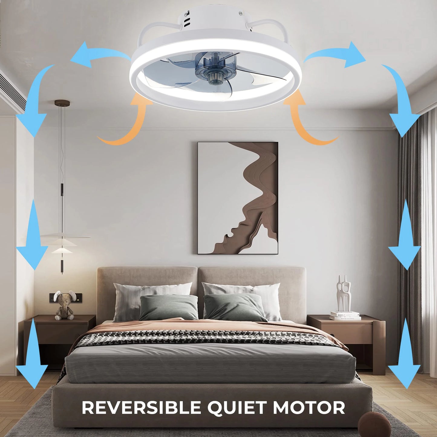 IRALAN Ceiling Fan with Light Smart Silent Electric Fans lamp Modern 6 wind speed Remote Control Bedroom Study Livingroom Home