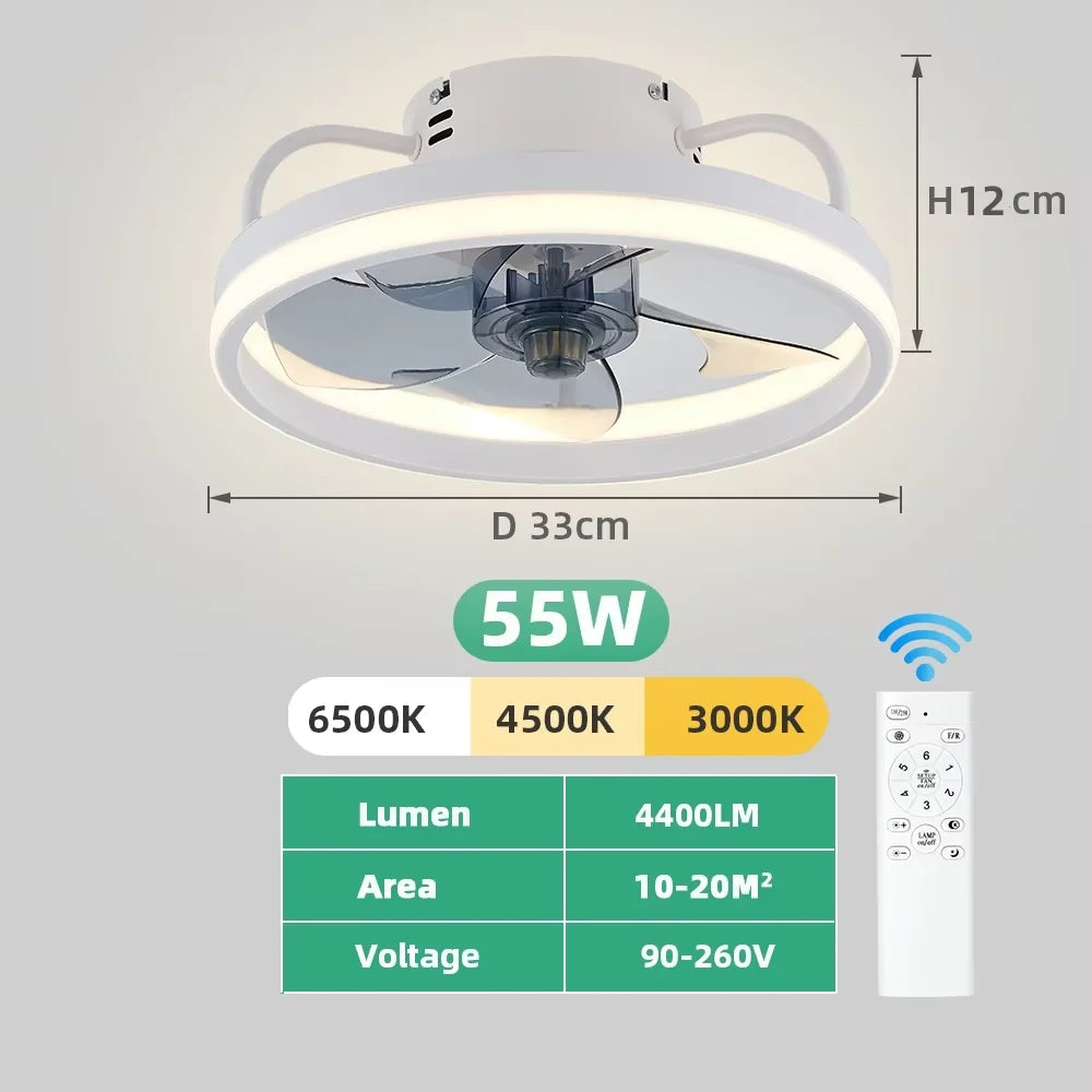 IRALAN Ceiling Fan with Light Smart Silent Electric Fans lamp Modern 6 wind speed Remote Control Bedroom Study Livingroom Home