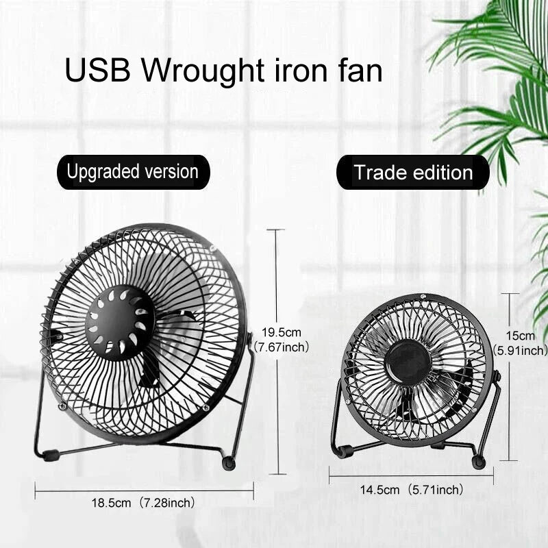 4/6inch mini USB fan ferroalloy desktop portable personal home office travel camping silent breeze fan for child baby toddler