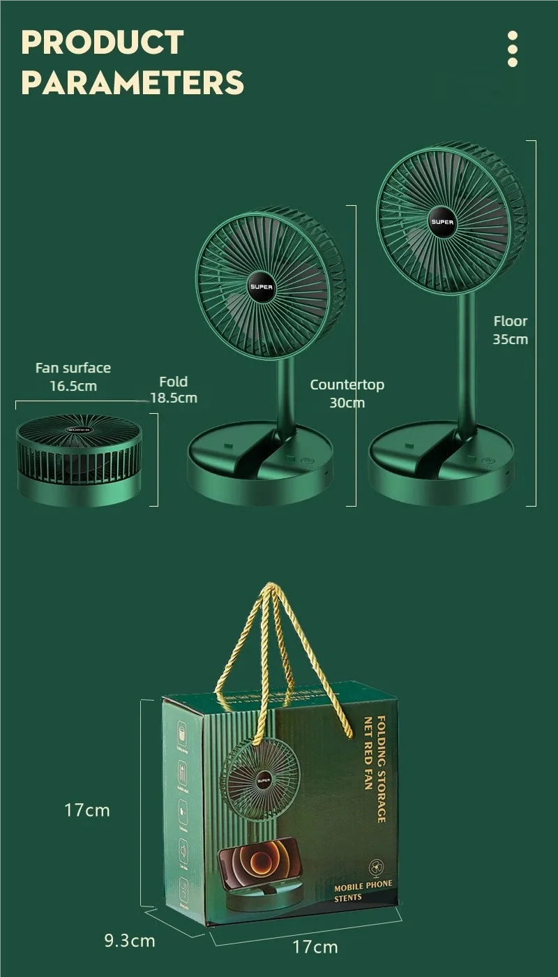Retractable Fan USB Charging Folding Portable Mini Electric Fan Dormitory Outdoor Cooling Appliances Adjustable Home Fans