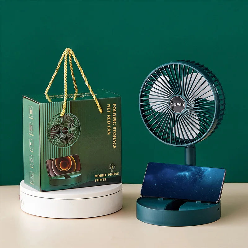 Retractable Fan USB Charging Folding Portable Mini Electric Fan Dormitory Outdoor Cooling Appliances Adjustable Home Fans
