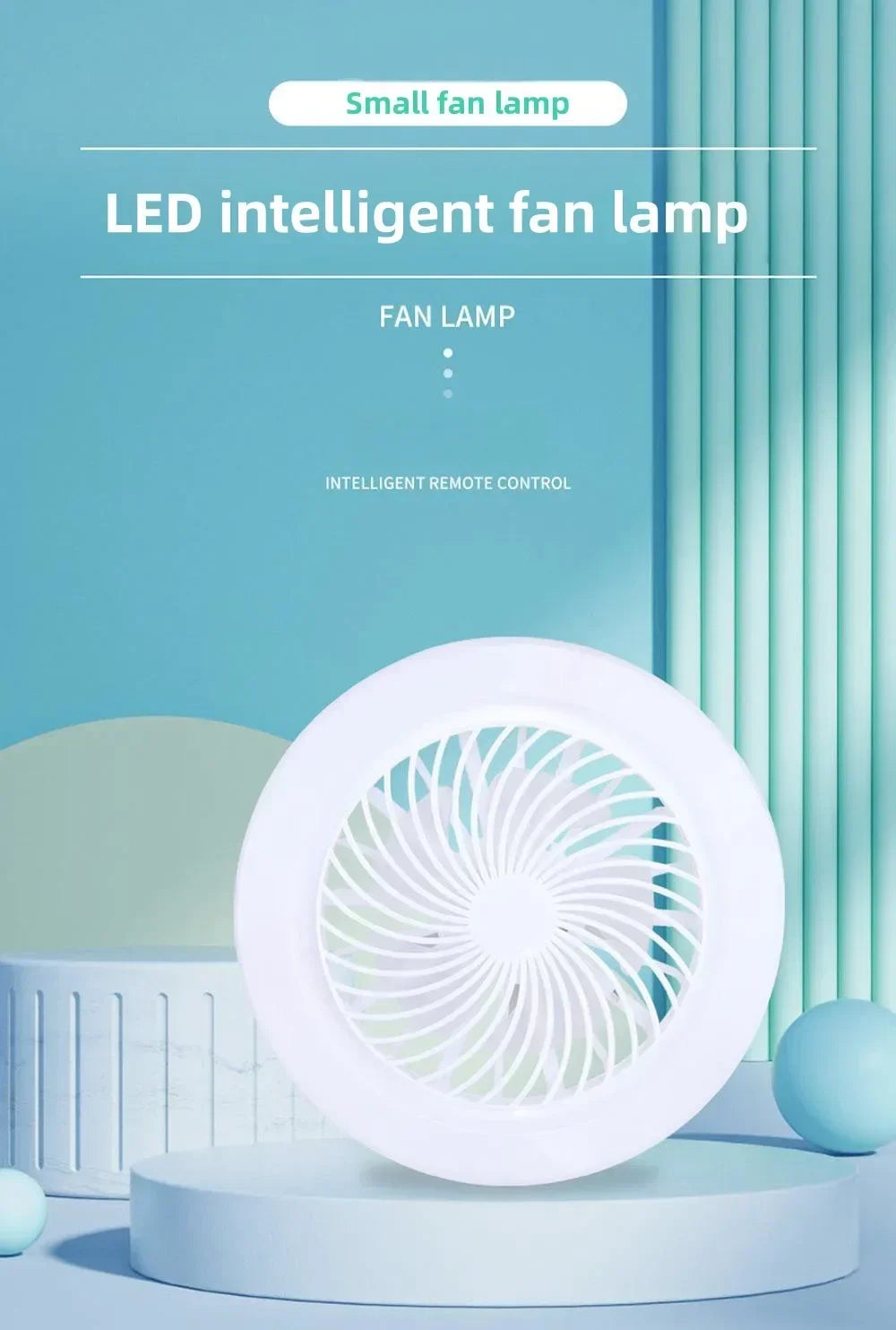  Smart 2 In 1 Ceiling Fan With Remote Control Lighting E27 Conversion Base Lighting Base Suitable for Bedroom and Living