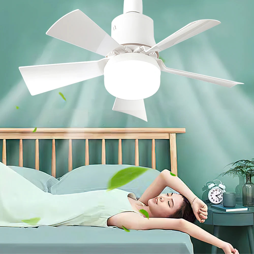 LED Ceiling Fan With Light E27 Socket Remote Control Dimmable 30W Modern Smart Wireless Fans Lighting For Bedroom Garage Kitchen