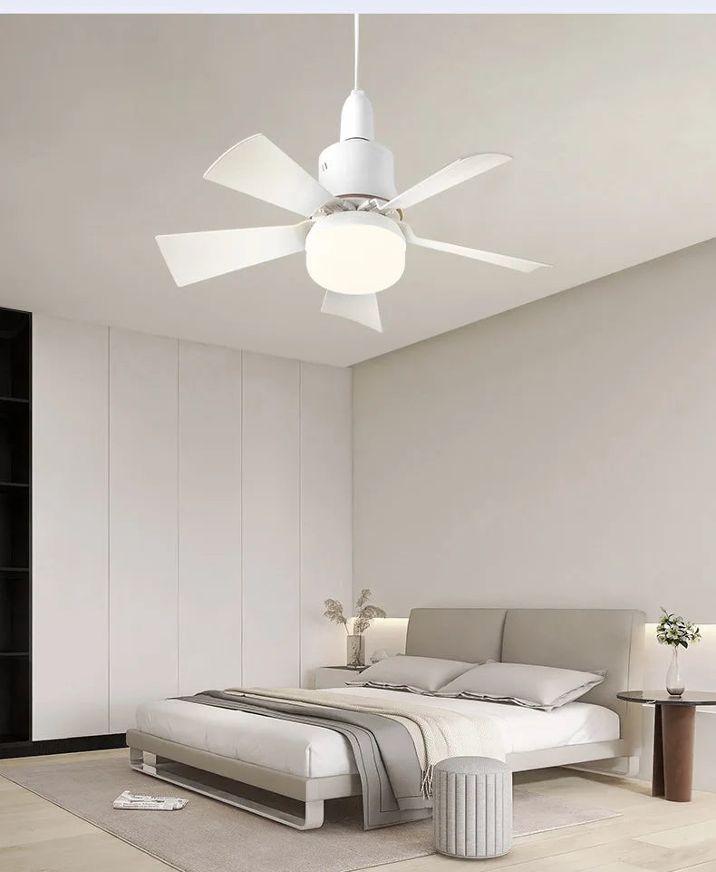 LED Ceiling Fan With Light E27 Socket Remote Control Dimmable 30W Modern Smart Wireless Fans Lighting For Bedroom Garage Kitchen