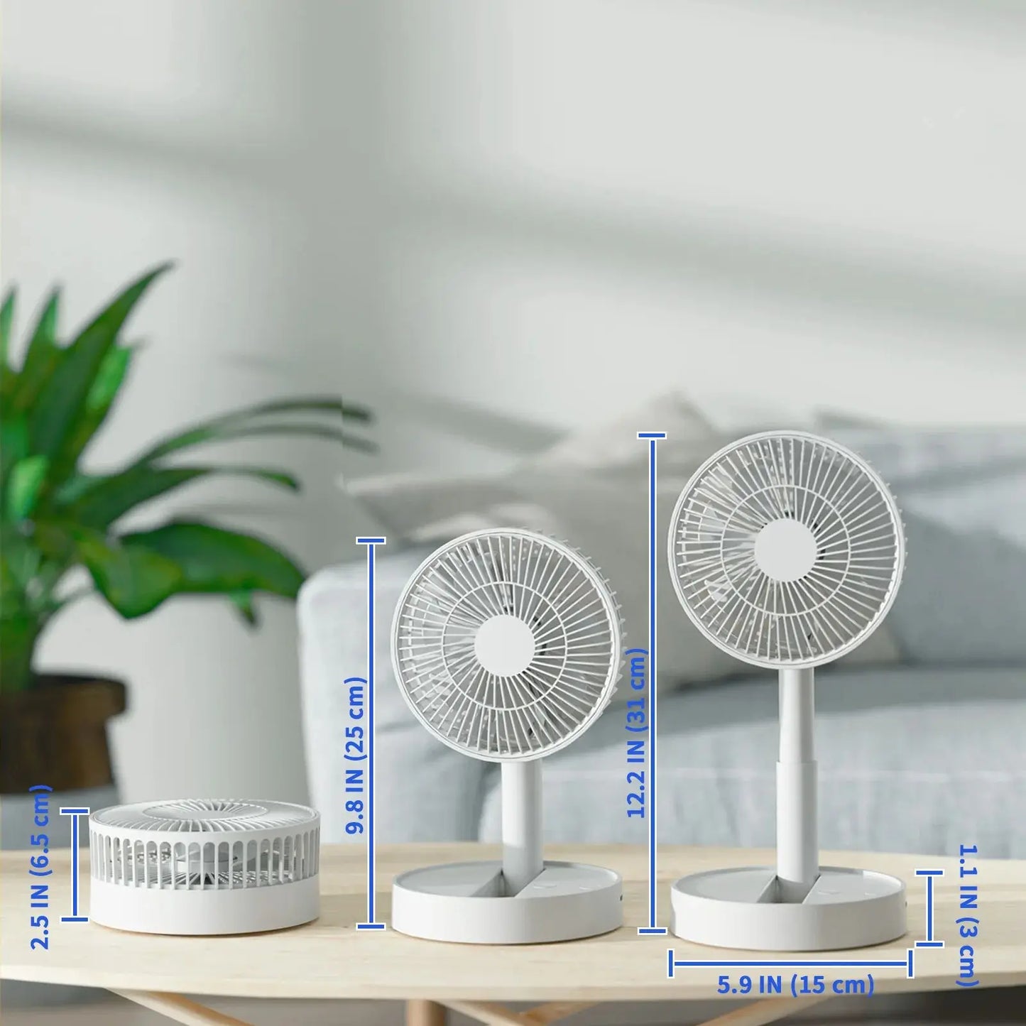 USB Foldable Fan with 4 Speeds & Timing,Battery Operated Mini Fan for Bedroom, Indoor or Outdoor,Table Fan
