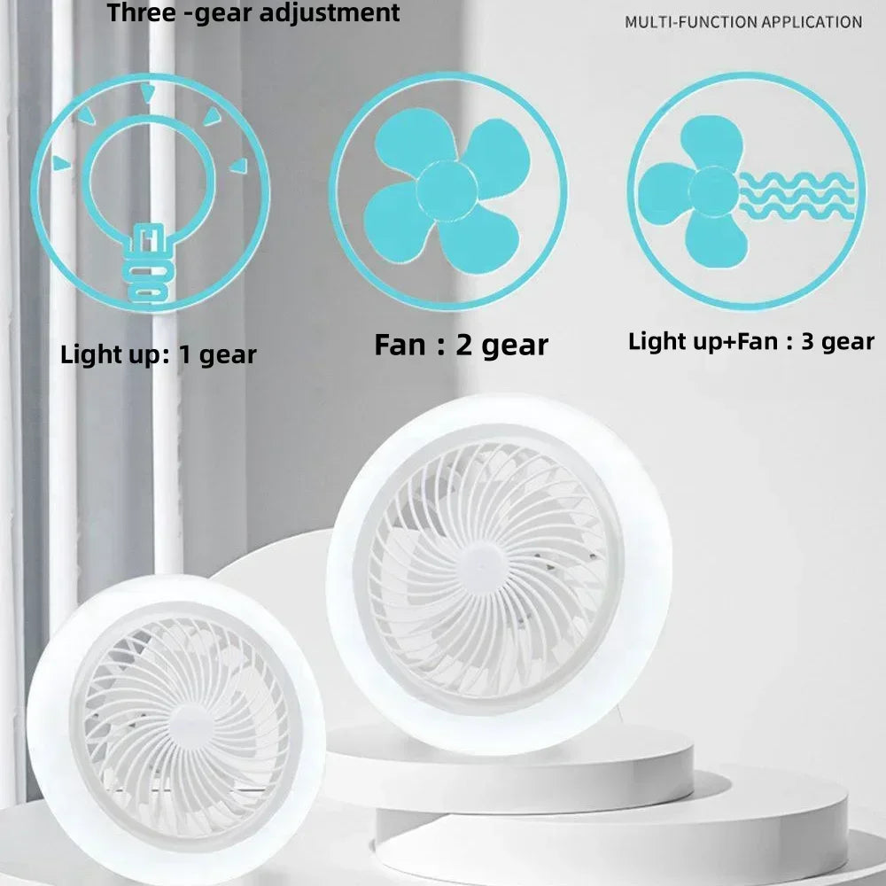  Smart 2 In 1 Ceiling Fan With Remote Control Lighting E27 Conversion Base Lighting Base Suitable for Bedroom and Living