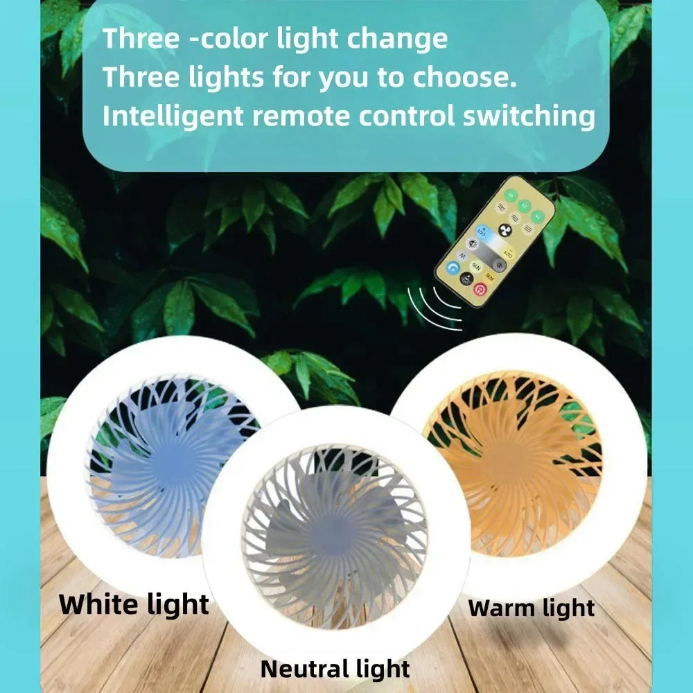  Smart 2 In 1 Ceiling Fan With Remote Control Lighting E27 Conversion Base Lighting Base Suitable for Bedroom and Living