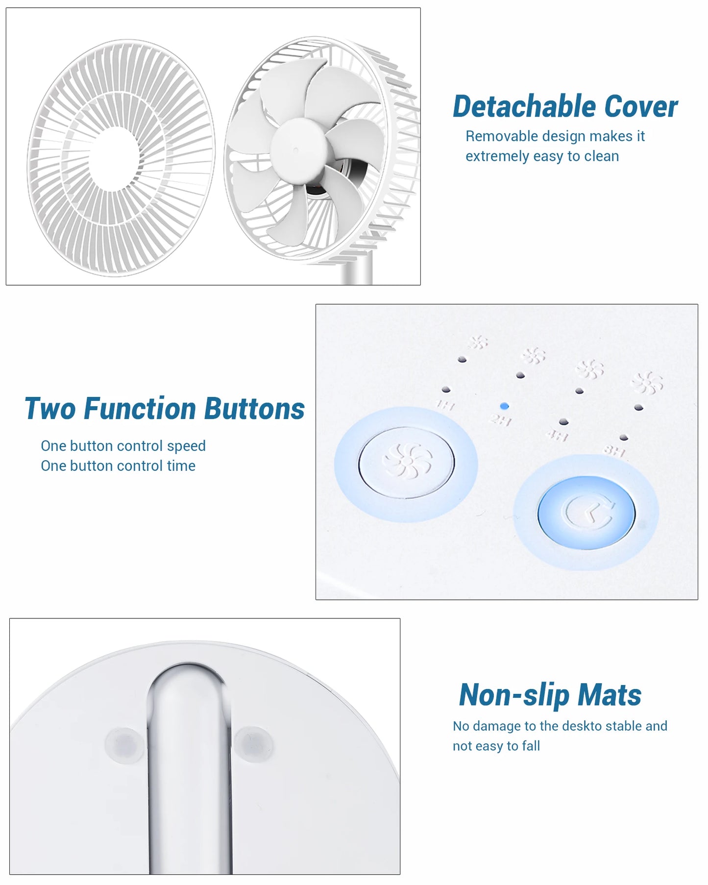 USB Foldable Fan with 4 Speeds & Timing,Battery Operated Mini Fan for Bedroom, Indoor or Outdoor,Table Fan