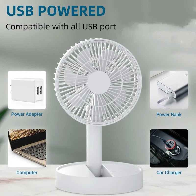 USB Foldable Fan with 4 Speeds & Timing,Battery Operated Mini Fan for Bedroom, Indoor or Outdoor,Table Fan