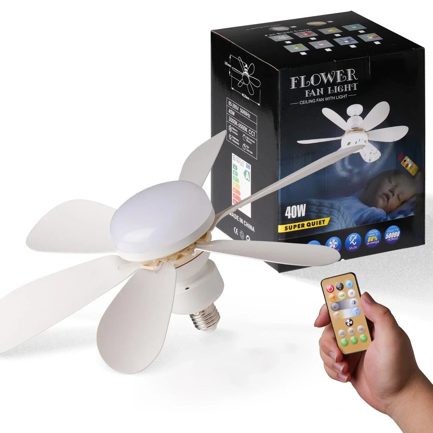 30W ceiling fan light E27 with remote dimming function LED fan light suitable for living room, study, and home use 85-265V