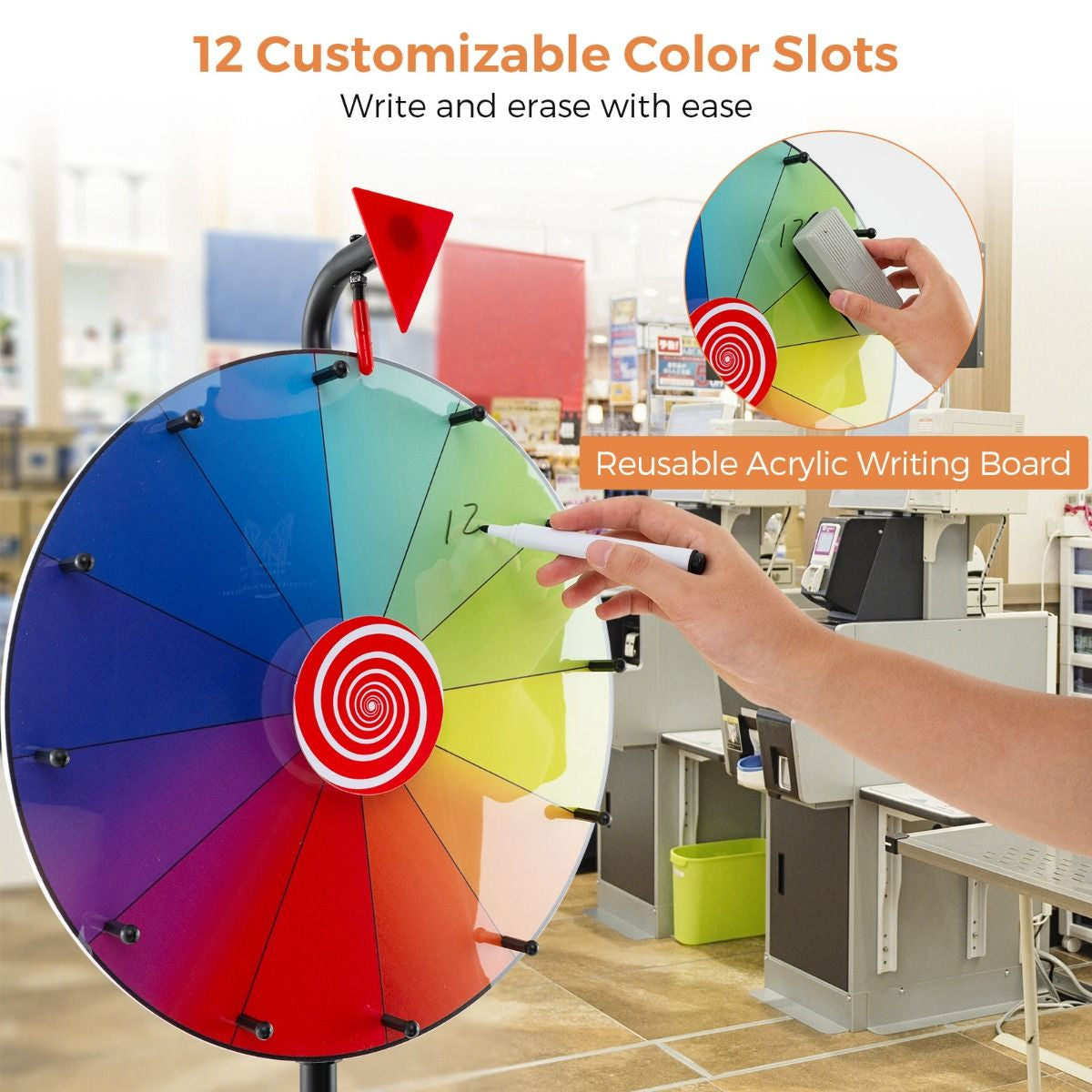 40 Cm Prize Wheel with Folding Tripod Floor Stand
