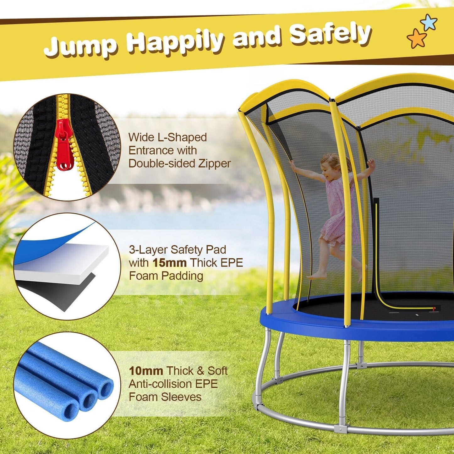10 Feet Unique Flower Shape Trampoline with Galvanized Steel Frame