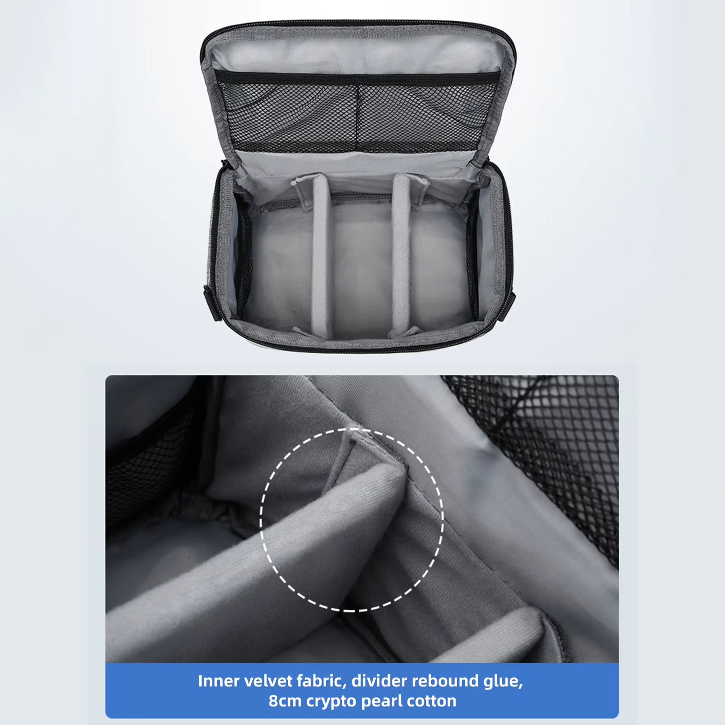 Cuboid-Shaped DSLR Camera Shoulder Bag Portable Fashion Polyester Camera Case for 1 Camera 2 Lenses and Small Accessorie