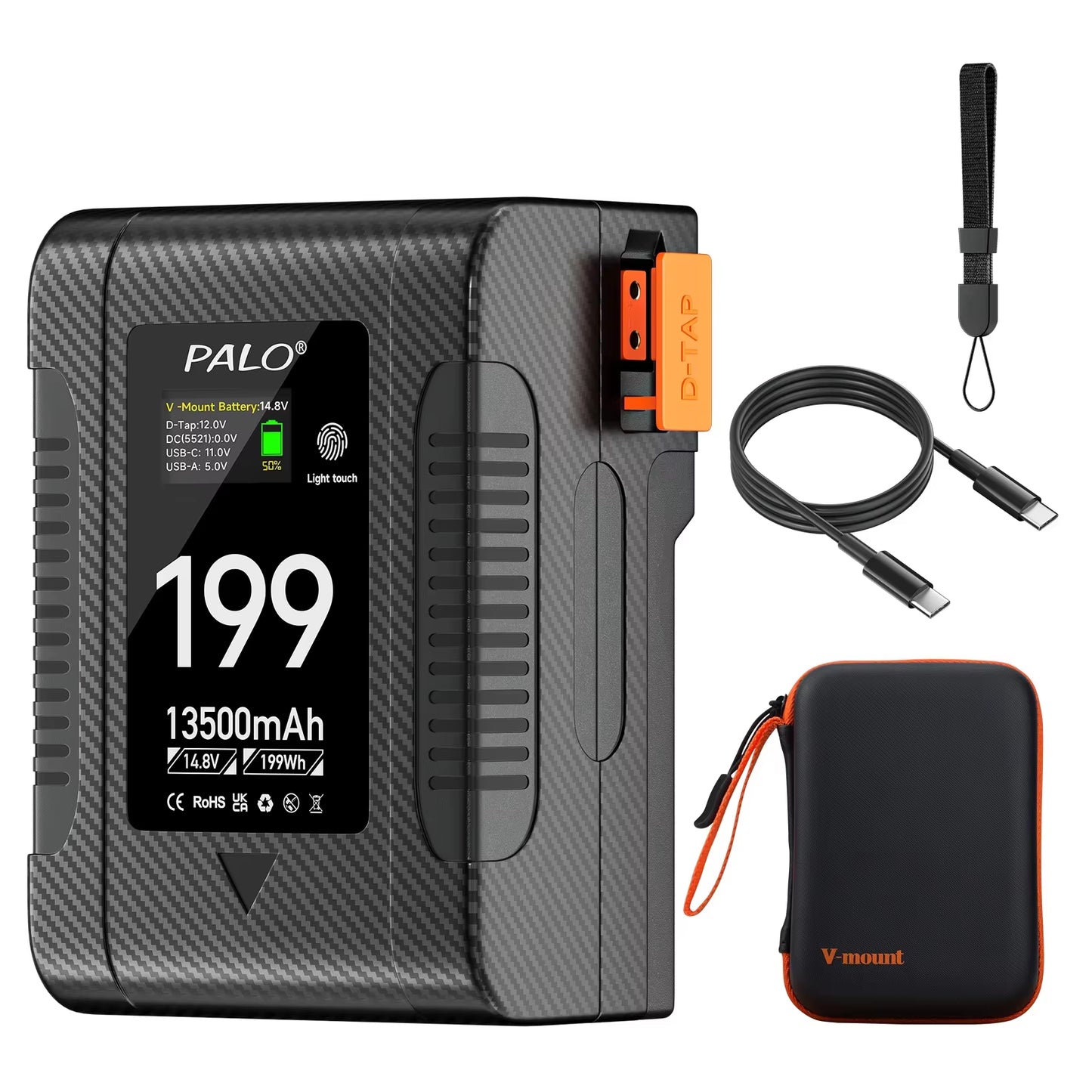 BP-99 BP-199 V Mount Battery Power Bank 14.8V V Lock V Shape Li-Ion Battery PD Fast Charging for Cameras Smartphones Laptop