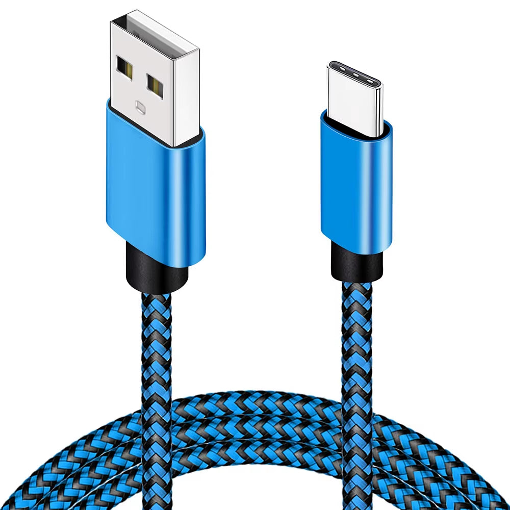 USB Type C Cable Date Sync 2.4A Fast Charging Nylon Braided Wire Charger Cable for Samsung Huawei Android Mobile Phone 1M 2M 3M