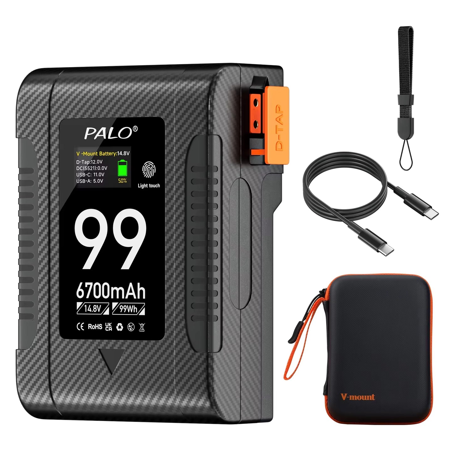 BP-99 BP-199 V Mount Battery Power Bank 14.8V V Lock V Shape Li-Ion Battery PD Fast Charging for Cameras Smartphones Laptop