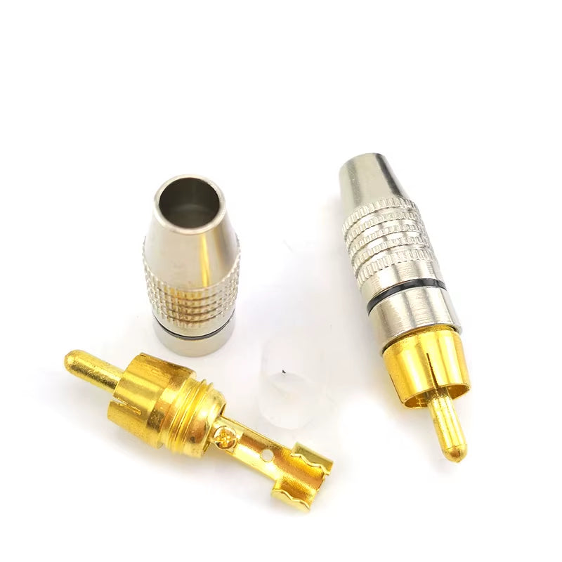 RCA Male Plug Connector Non Solder AV Audio Video Locking Cable Plug Adapter Solderness for Video CCTV Camera Security