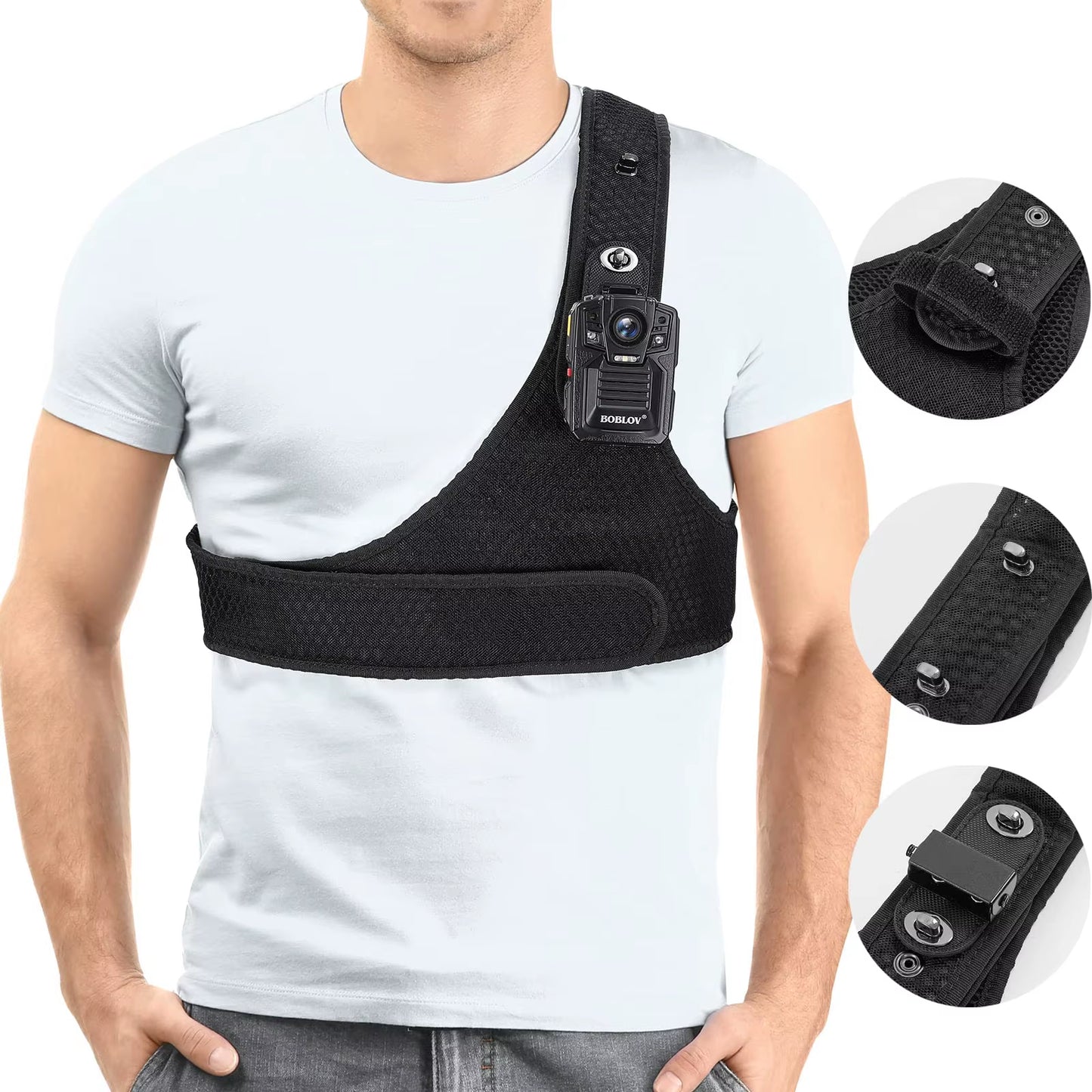 Body Camera Chest Vest Durable Shoulder Single Vest for All Body Camcorder Velcro Wearing Bodycam Belt Cam Shoulder Strap