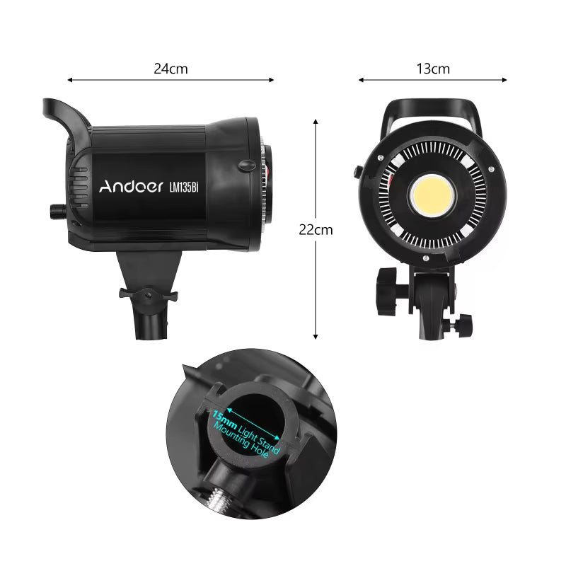 Lm135Bi Portable LED Photography Fill Light 135W Studio Video Light 3000K-5600K Dimmable Bowens Mount Continuous Light