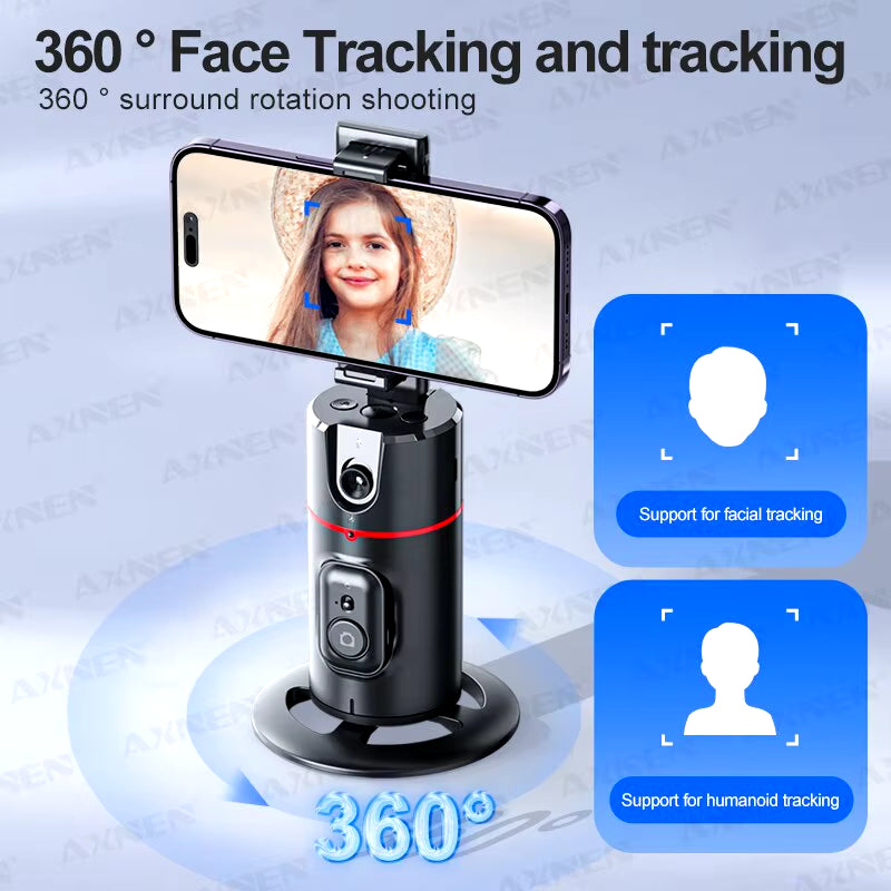 P02 360 Rotation Follow-Up Gimbal Stabilizer Monopod Desktop Tracking Gimbal with Remote for Phone Tiktok Live Photography