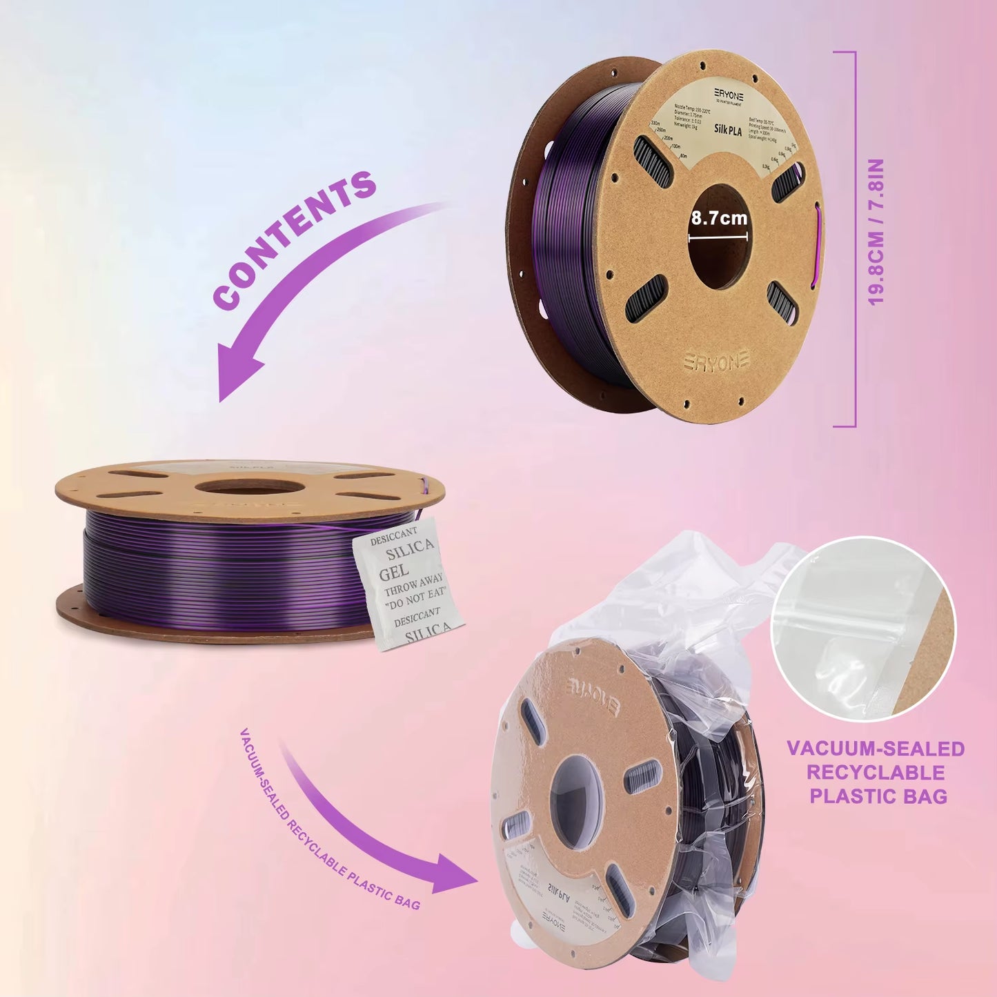 Dual Color Series Silk PLA and Matte PLA 1KG 1.75Mm Diameter High Quality Filament for FDM 3D Printing New Arrival