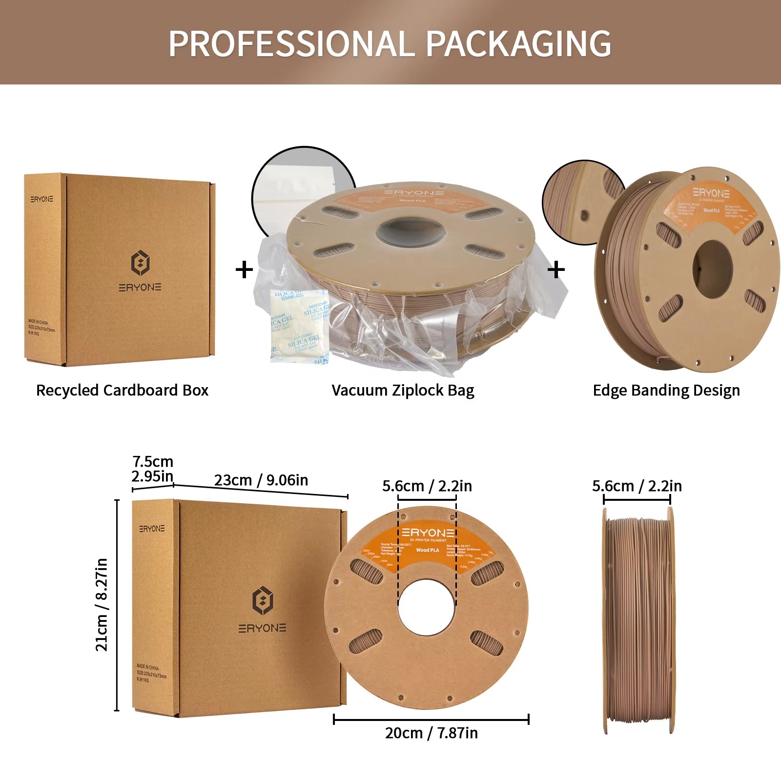 Wood PLA Filament 1KG Diameter 1.75Mm +-0.03Mm for FDM 3D Printer/Pen No Bubble High Quality 3D Printing Materials