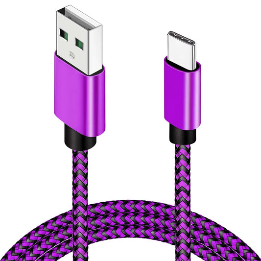 USB Type C Cable Date Sync 2.4A Fast Charging Nylon Braided Wire Charger Cable for Samsung Huawei Android Mobile Phone 1M 2M 3M