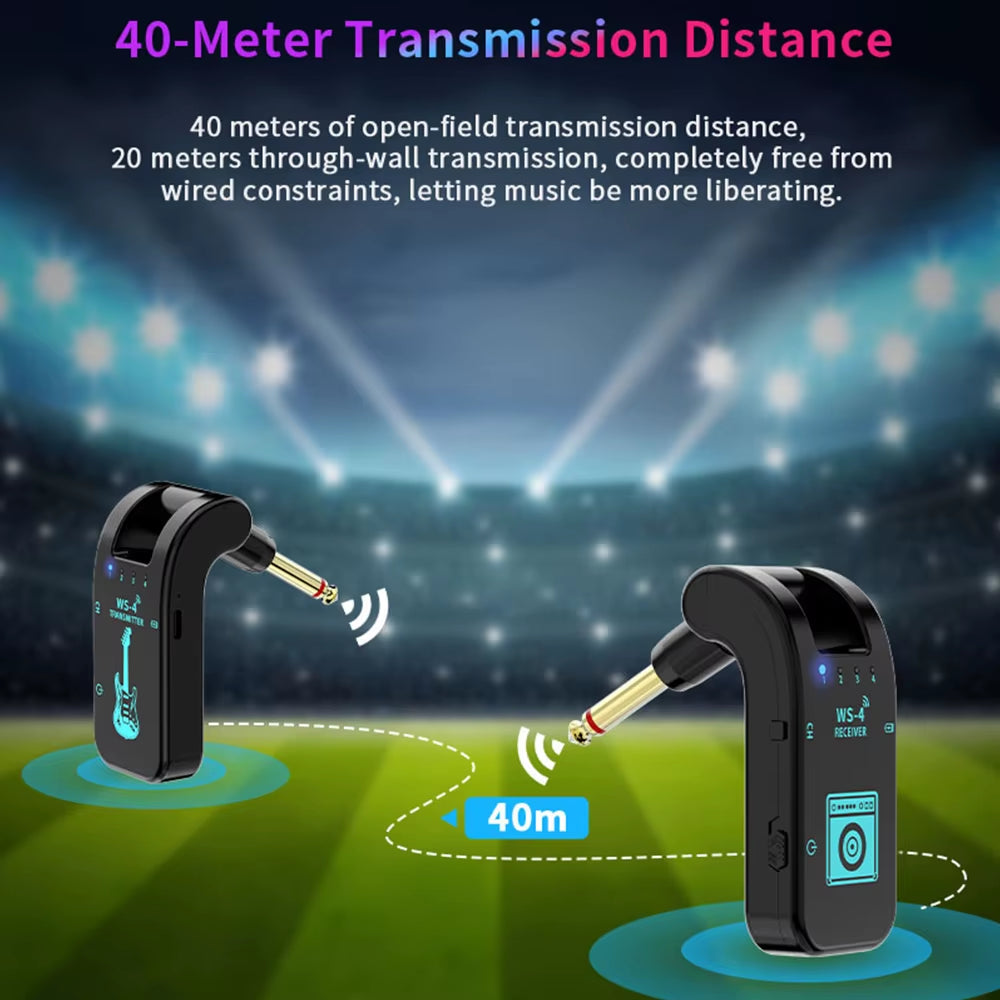 2.4G Wireless Guitar System Guitar Transmitter Receiver Set for Electric Guitar Bass 48K/16Bit Real-Time Transmission